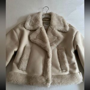 Abercrombie and Fitch Faux leather & sherpa lined oversize jacket